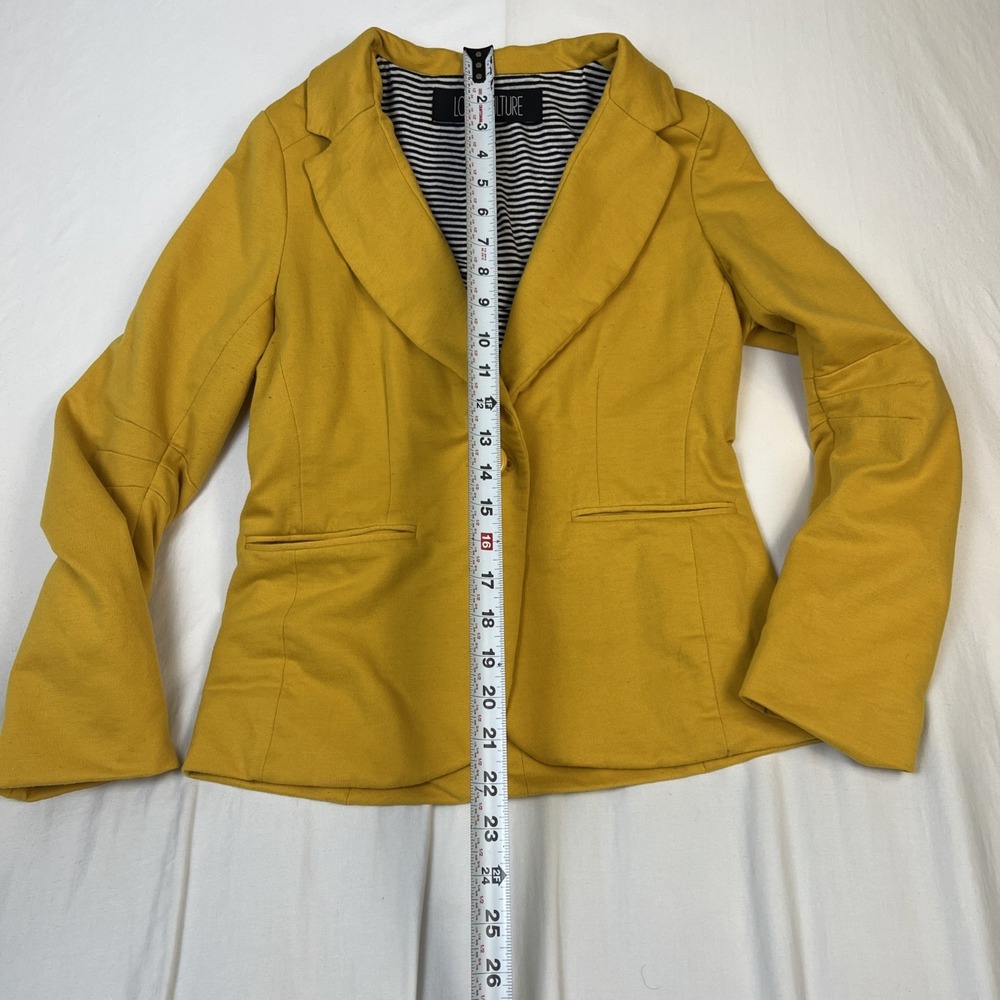 Love Culture Womens Mustard Yellow Striped Lining Single Button Blazer Size M - Picture 4 of 8